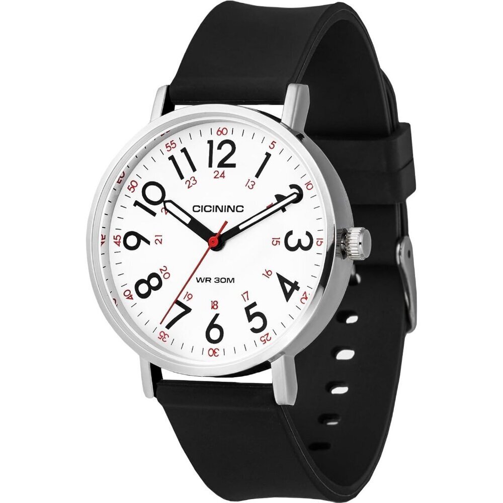 Women's White-Black Analog Silicone Band Read Dial Stylish Comfortable Watch